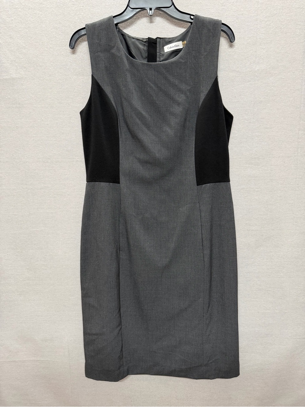 Calvin Klein Gray and Black Sheath Dress - size 12